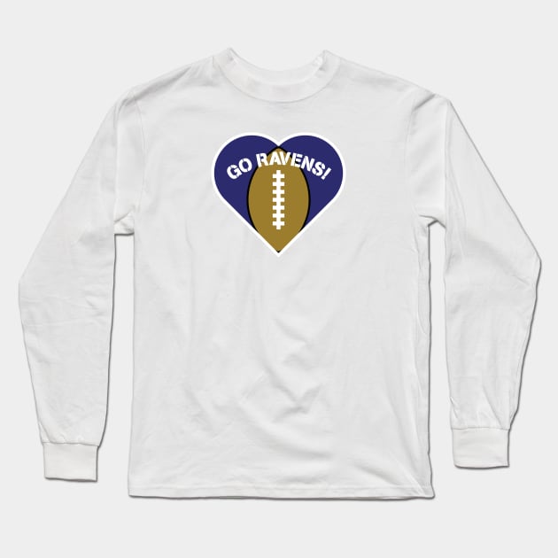 Heart Shaped Baltimore Ravens Long Sleeve T-Shirt by Rad Love